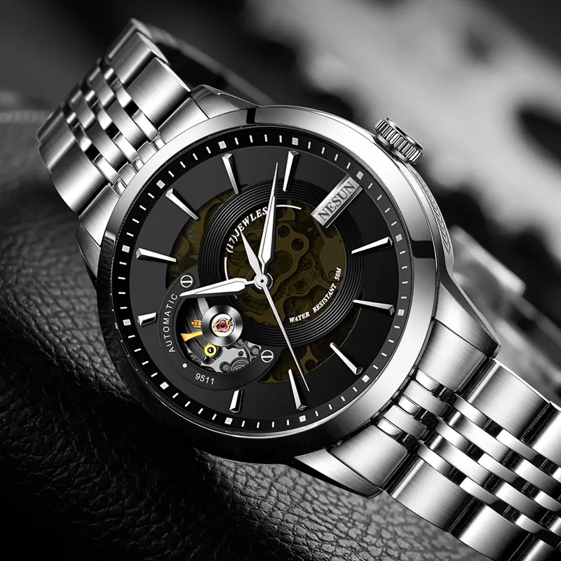 New Switzerland Luxury Brand NESUN Watch Men Automatic Mechanical Watches Double Skeleton Luminous Hands Waterproof clock N9511
New Switzerland Luxury Brand NESUN Watch Men Automatic Mechanical Watches Double Skeleton Luminous Hands Waterproof clock N9511