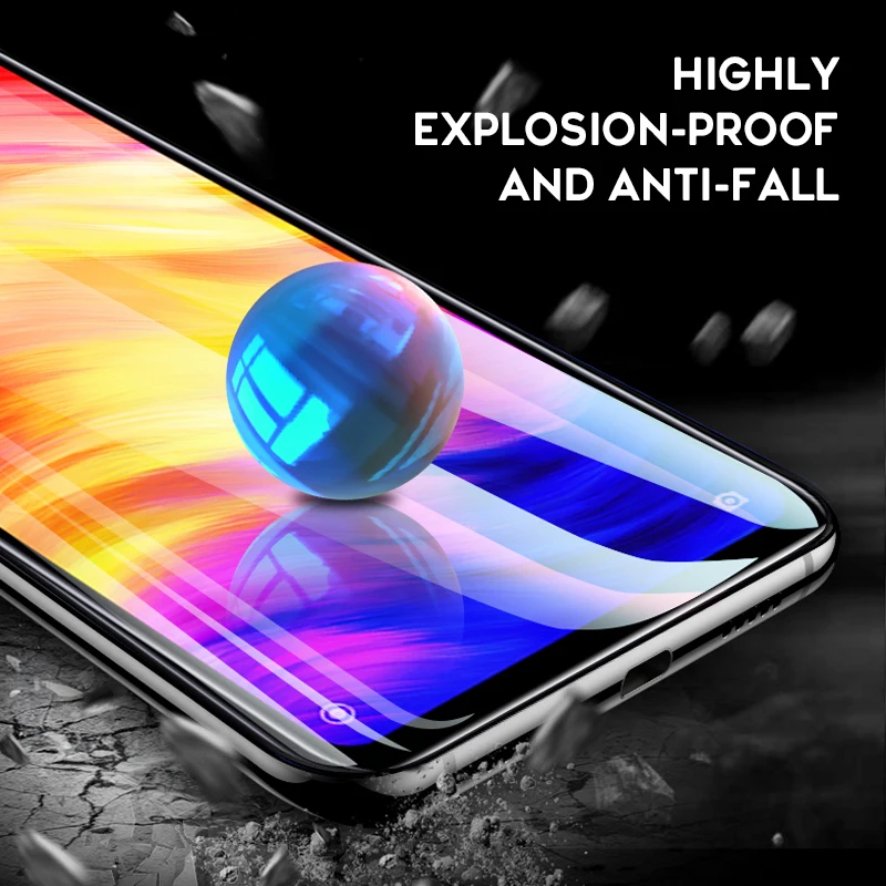 Защита переднего экрана для Xiaomi Redmi Note 8 7 Pro 7A полное покрытие закаленное стекло