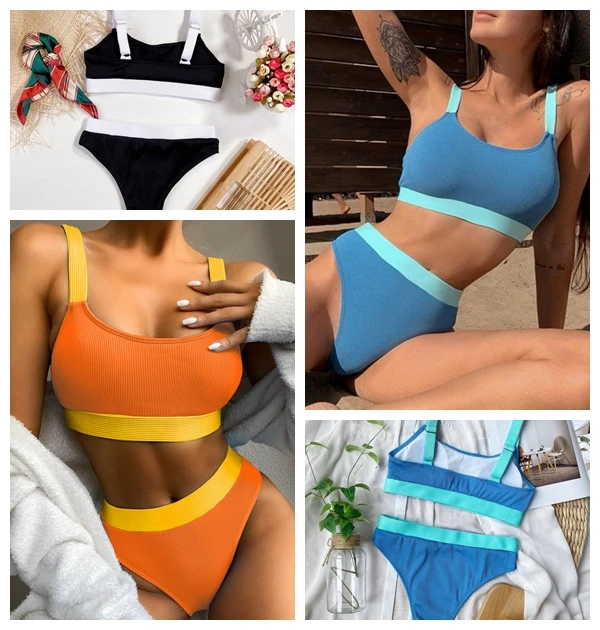 High Waist Women Bikinis Suit Swimsuits Bandeau Swimwear Patchwork Biquini Beachwear Sports Ribbed Bathing Suits New
High Waist Women Bikinis Suit Swimsuits Bandeau Swimwear Patchwork Biquini Beachwear Sports Ribbed Bathing Suits New
