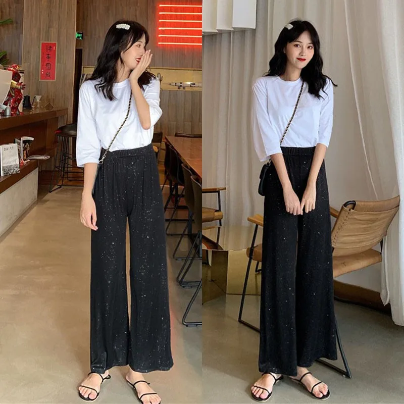 Women High Waist Loose Casual Full-length Straight Pants 2020 Spring Summer Korean Style Elastic Waist Wide Leg Pants
Women High Waist Loose Casual Full-length Straight Pants 2020 Spring Summer Korean Style Elastic Waist Wide Leg Pants