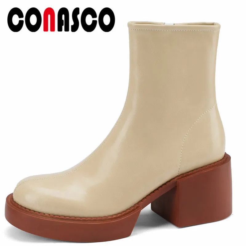 CONASCO Elegant Women Ankle Boots Autumn Winter Warm Genuine Leather Night Club Party Basic Prom Boots Retro Shoes Woman
CONASCO Elegant Women Ankle Boots Autumn Winter Warm Genuine Leather Night Club Party Basic Prom Boots Retro Shoes Woman
