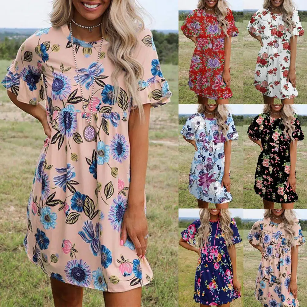 Summer Women Dress Floral Print Loose Summer Short Sleeve Tie Dye O Neck Skirt Vintage Clothes vetement femme 2021
Summer Women Dress Floral Print Loose Summer Short Sleeve Tie Dye O Neck Skirt Vintage Clothes vetement femme 2021