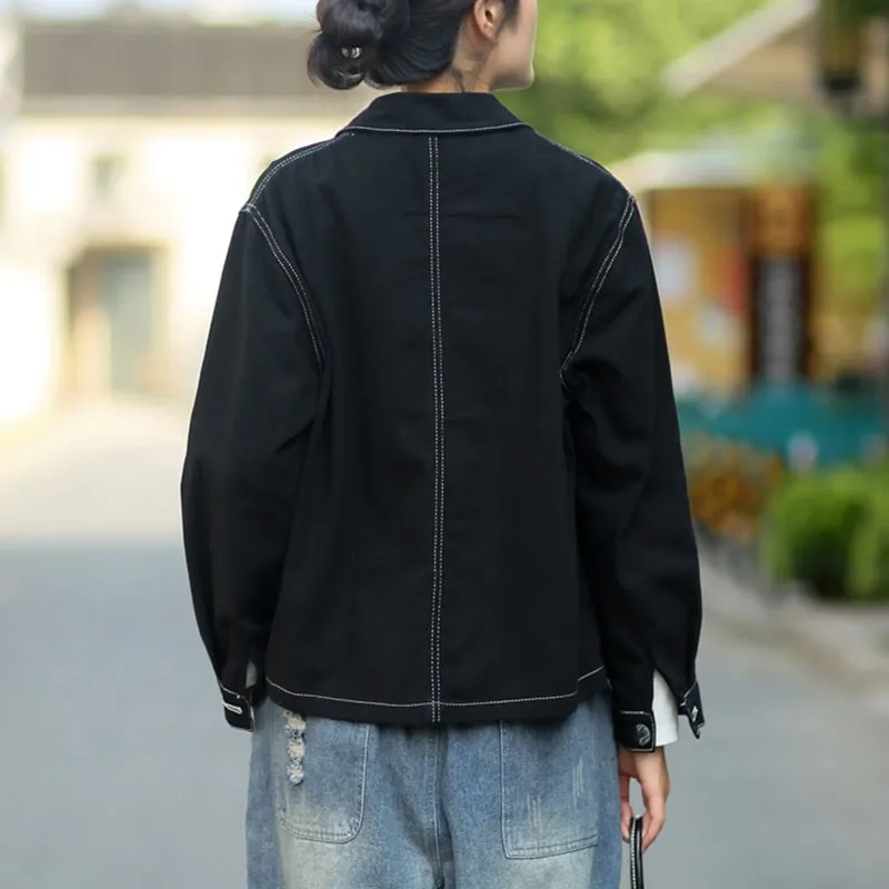 Women Autumn Casual Jackets New 2020 Simple Style Vintage Turn-down Collar Solid Color Ladies Loose Outerwear Coats S2050
Women Autumn Casual Jackets New 2020 Simple Style Vintage Turn-down Collar Solid Color Ladies Loose Outerwear Coats S2050