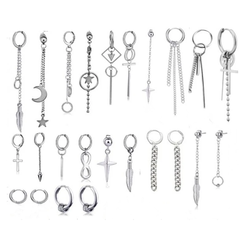 24Pcs Korean Huggie Hoop Earring Stainless Steel Dangle Hinged Feather Drop Earrings Long Chain Pendant Earrings Jewelry
24Pcs Korean Huggie Hoop Earring Stainless Steel Dangle Hinged Feather Drop Earrings Long Chain Pendant Earrings Jewelry