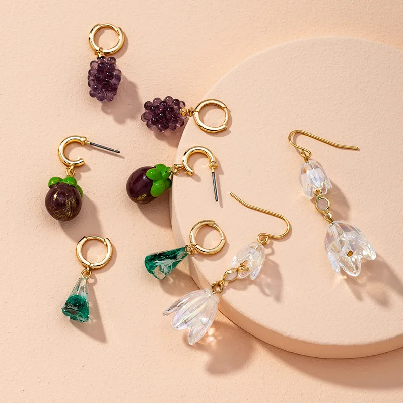 Minar 4 Designs Cute Resin Arcylic Fruit Hoop Earrings for Women Flower Grape Mangosteen Green Stone Hanging Earrings Oorbellen
Minar 4 Designs Cute Resin Arcylic Fruit Hoop Earrings for Women Flower Grape Mangosteen Green Stone Hanging Earrings Oorbellen