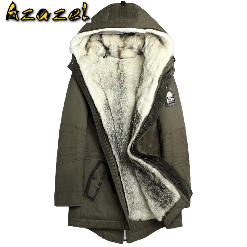 

Парка Azazel мужская с подкладкой из натурального меха, зимняя длинная теплая одежда с 2020 натуральным мехом енота, 1125 KJ2433