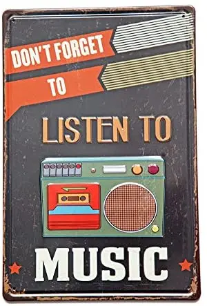 Don't Forget To Listen To Music Metal Wall Sign Vintage Tin Sign Home Cafe Music Room Wall Decoration Metal Plate 12*8 Inches
Don't Forget To Listen To Music Metal Wall Sign Vintage Tin Sign Home Cafe Music Room Wall Decoration Metal Plate 12*8 Inches