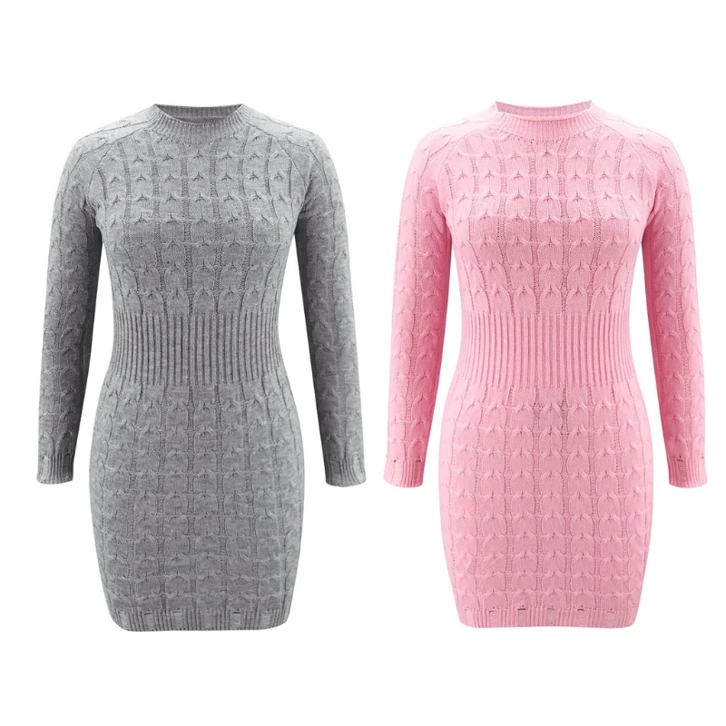 Women Long Sleeve O-Neck Cable Knit Sexy Empire Waist Bodycon Mini Sweater Dress U90E
Women Long Sleeve O-Neck Cable Knit Sexy Empire Waist Bodycon Mini Sweater Dress U90E