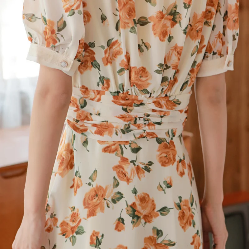 Elegant Sweet Prairie Chic Vestidos A Line Retro Collar Slim Waist Short Sleeve Printed Long Dress Female 2021 Summer Fashion
Elegant Sweet Prairie Chic Vestidos A Line Retro Collar Slim Waist Short Sleeve Printed Long Dress Female 2021 Summer Fashion