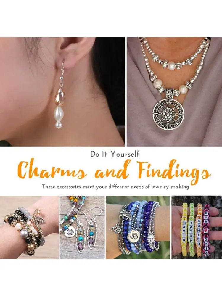 Jewelry Making Supplies Kit with Assorted Beads Charms Findings Wire Cord Pliers B36D 
Jewelry Making Supplies Kit with Assorted Beads Charms Findings Wire Cord Pliers B36D