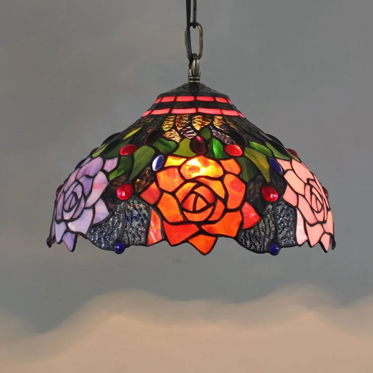 American Creative Tiffany Colored Glass Vintage Bar Restaurant Art Hanging Lamp 30cm Black Rose Lamp
American Creative Tiffany Colored Glass Vintage Bar Restaurant Art Hanging Lamp 30cm Black Rose Lamp