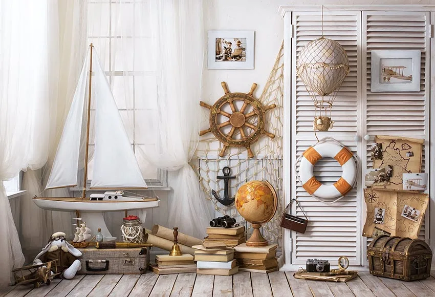

Виниловый фон для студийной фотосъемки с изображением морского парусного глобуса 7 Х5 футов, детской комнаты, путешествий, игрушек, деревянного пола, 220 см x 150 см