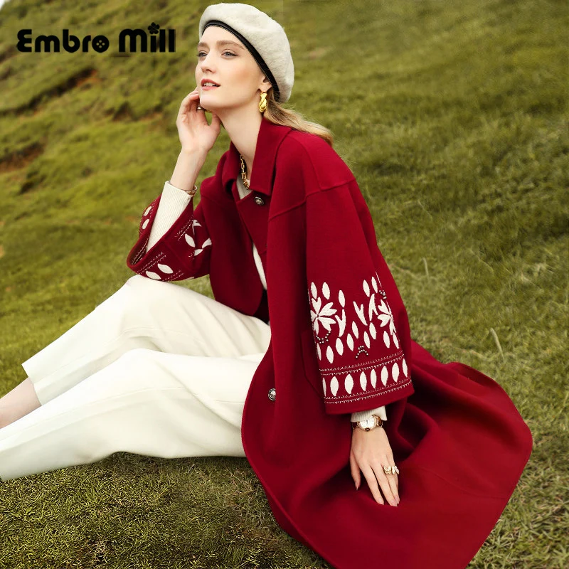 Women's New Autumn Clothes Mid-Length Wool Double-Sided Woolen Coat Exquisite Flocking Embroidery + Beading Christmas Coat S-XL
Women's New Autumn Clothes Mid-Length Wool Double-Sided Woolen Coat Exquisite Flocking Embroidery + Beading Christmas Coat S-XL