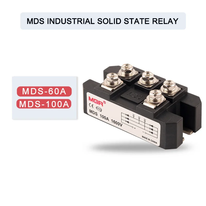 MGR MDS High-Power Relays Module 60A 100A 1600V Single/Three phase Rectifying Bridge Modules Rectifier Bridge Stack High Quality
MGR MDS High-Power Relays Module 60A 100A 1600V Single/Three phase Rectifying Bridge Modules Rectifier Bridge Stack High Quality