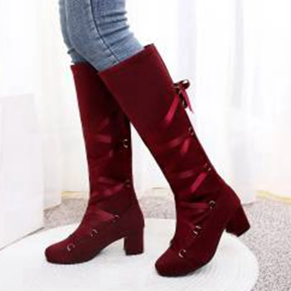 BONJOMARISA New Arrival Lace Decorating Boots Elegant Flock Knee High Boots Women 2020 High Chunky Heels Shoes Woman
BONJOMARISA New Arrival Lace Decorating Boots Elegant Flock Knee High Boots Women 2020 High Chunky Heels Shoes Woman