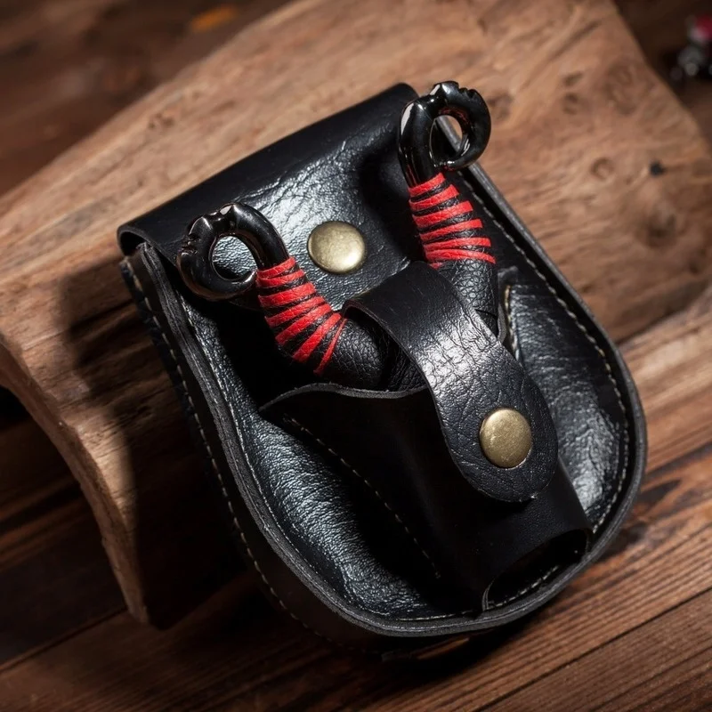 Фото Кожаный чехол поясная сумка для рогатки и стальных шариков карманная Рогатка