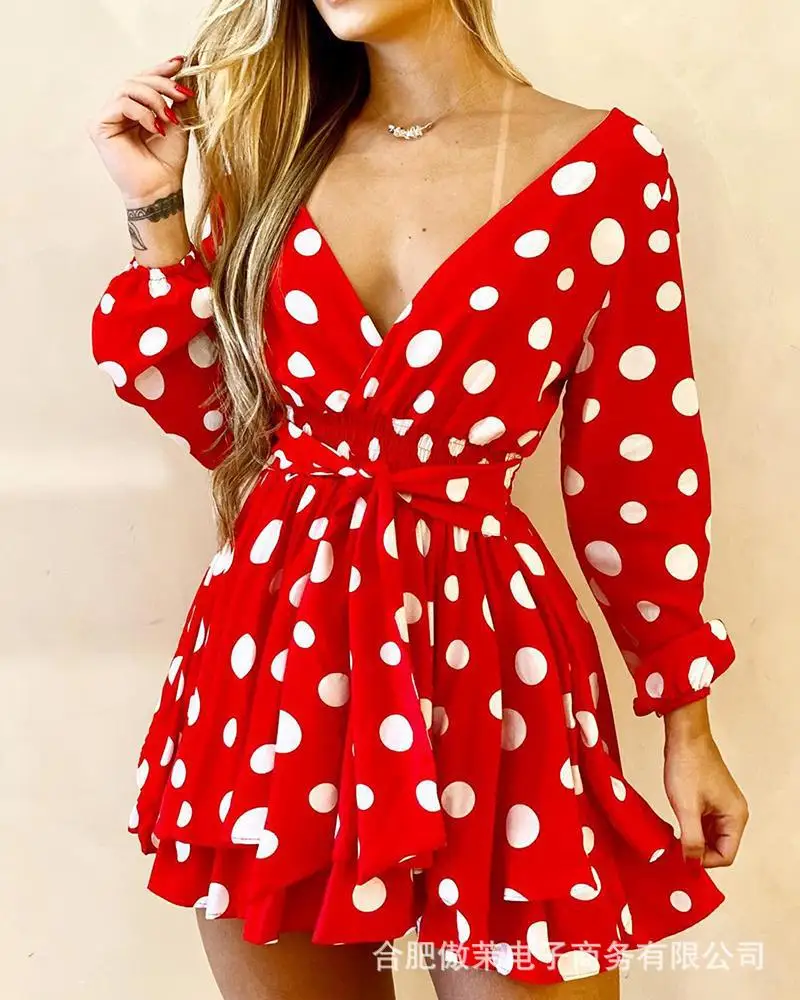 Women Summer Beach Chiffon Dress Casual Lantern Sleeve Polka Dot Dress Boho Mini Party Dress Elegant V Neck Sundress Vestidos
Women Summer Beach Chiffon Dress Casual Lantern Sleeve Polka Dot Dress Boho Mini Party Dress Elegant V Neck Sundress Vestidos