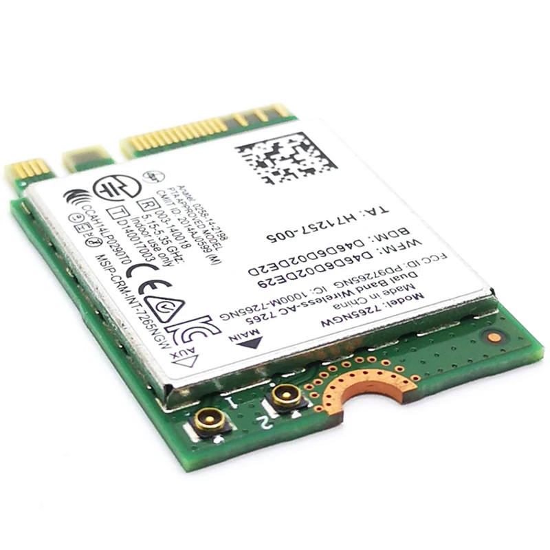 for Dual Band 7260 7260NGW Wireless-AC NGFF 2X2 802.11Ac 867Mbps Wifi+Bluetooth BT 4.0 Wireless Wlan M.2 Card
for Dual Band 7260 7260NGW Wireless-AC NGFF 2X2 802.11Ac 867Mbps Wifi+Bluetooth BT 4.0 Wireless Wlan M.2 Card