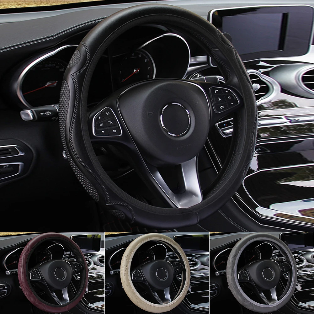 Universal 38cm Steering Wheel Cover 15inch 3D Embossed Leather Car Steering Wheel Cover Breathable Non-Slip Auto Accessories
Universal 38cm Steering Wheel Cover 15inch 3D Embossed Leather Car Steering Wheel Cover Breathable Non-Slip Auto Accessories