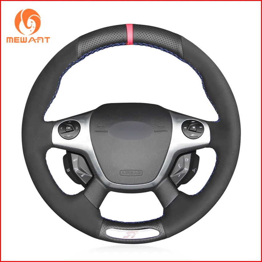 Чехлы MEWANT из натуральной замши черного цвета на руль для Ford Focus 3 ST 2012 2013 2014
