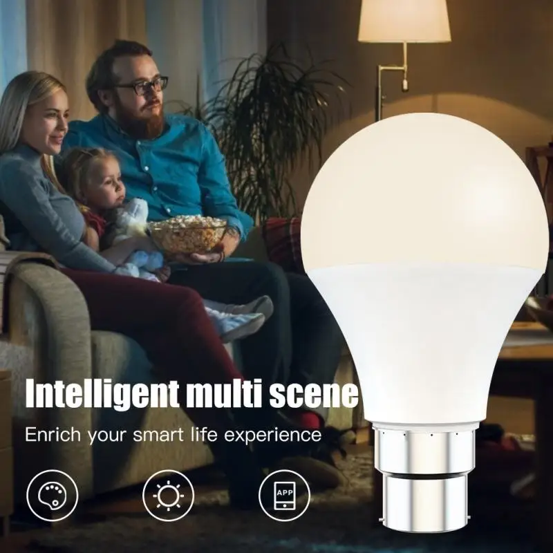Tuya Smart Light Bulb WiFi Wireless 9W Color Dimmable Light E27/B22 RGB LED Bulb Work With Alexa Google Home Smart Life APP
Tuya Smart Light Bulb WiFi Wireless 9W Color Dimmable Light E27/B22 RGB LED Bulb Work With Alexa Google Home Smart Life APP
