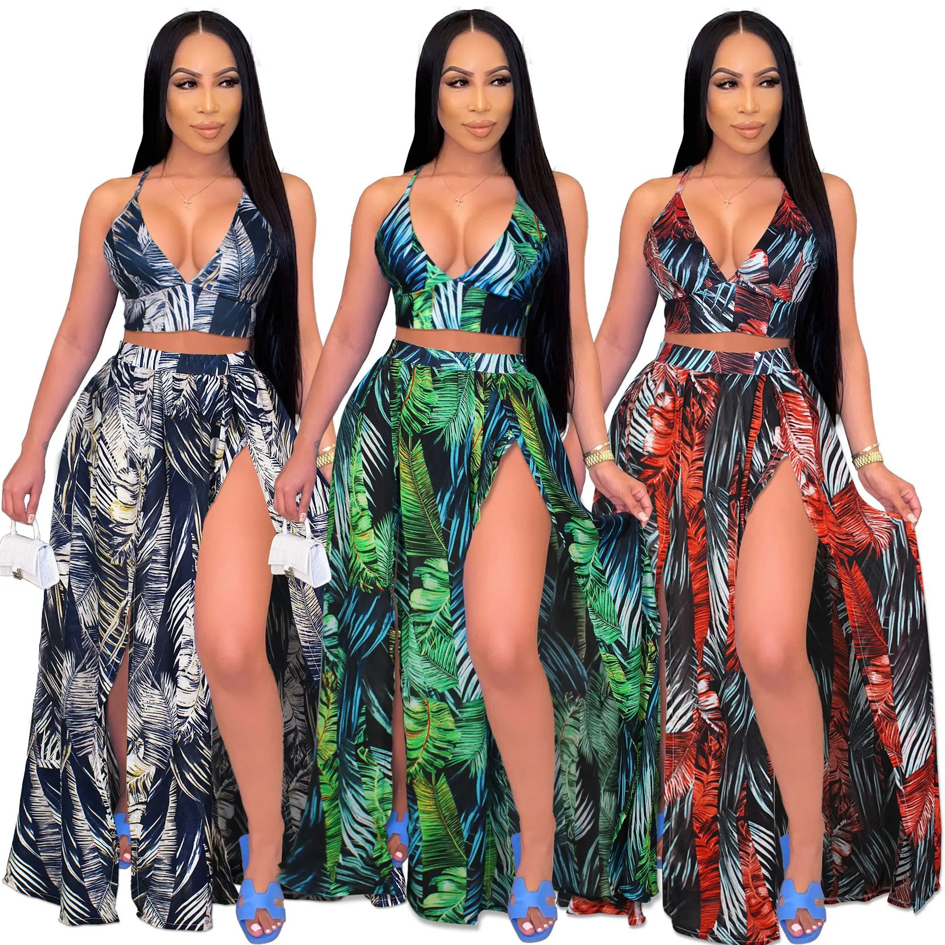 2021 Summer Elegant and Versatile Personality New Women's Sexy Camisole Printed Big Swing Skirt Two Piece Beach Skirt Suit
2021 Summer Elegant and Versatile Personality New Women's Sexy Camisole Printed Big Swing Skirt Two Piece Beach Skirt Suit