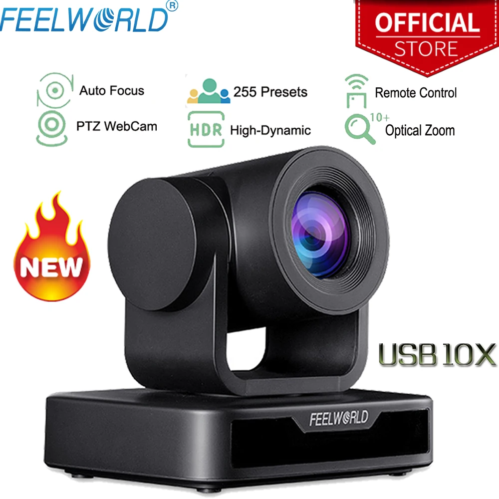 Камера видеоконференции FEELWORLD USB10X PTZ с 10-кратным оптическим зумом USB 2 0 Full HD 1080P