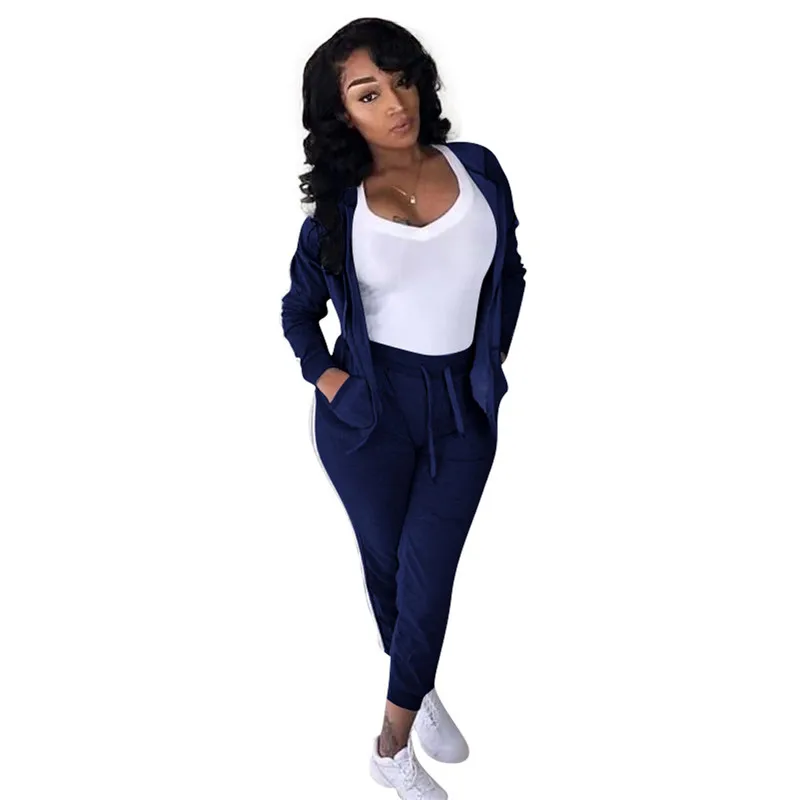 Hooded Tracksuit Women 2 Two Piece Set Spring Autumn Clothing Side Striped Solid Zipper Coat And Pants Sportswear Casual Suits
Hooded Tracksuit Women 2 Two Piece Set Spring Autumn Clothing Side Striped Solid Zipper Coat And Pants Sportswear Casual Suits