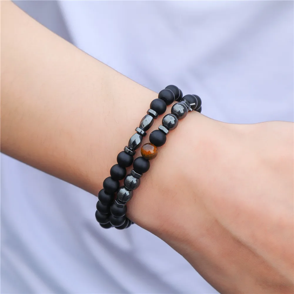 Black Matte Stone & Hematite Stone Beaded Bracelet Sets For Men Or Women Elastic Stone Bracelet Jewelry Pulseira hombres
Black Matte Stone & Hematite Stone Beaded Bracelet Sets For Men Or Women Elastic Stone Bracelet Jewelry Pulseira hombres