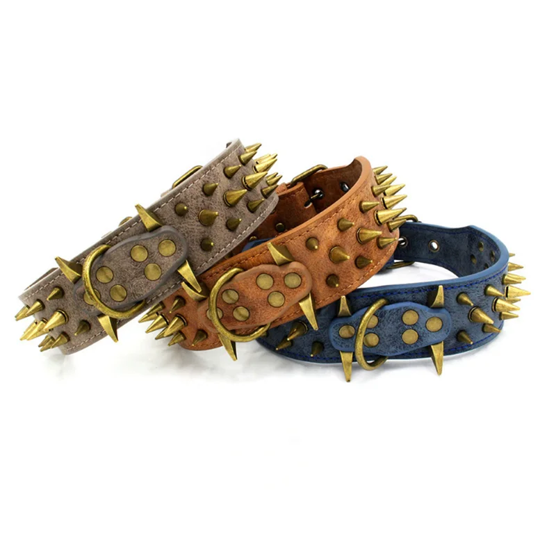 Anti-Bite Neck Large Dog Collar Sharp Nails PU Fashionable Adjustable Collar for Pit Bull Terrier Bully Dog Accessories 
Anti-Bite Neck Large Dog Collar Sharp Nails PU Fashionable Adjustable Collar for Pit Bull Terrier Bully Dog Accessories