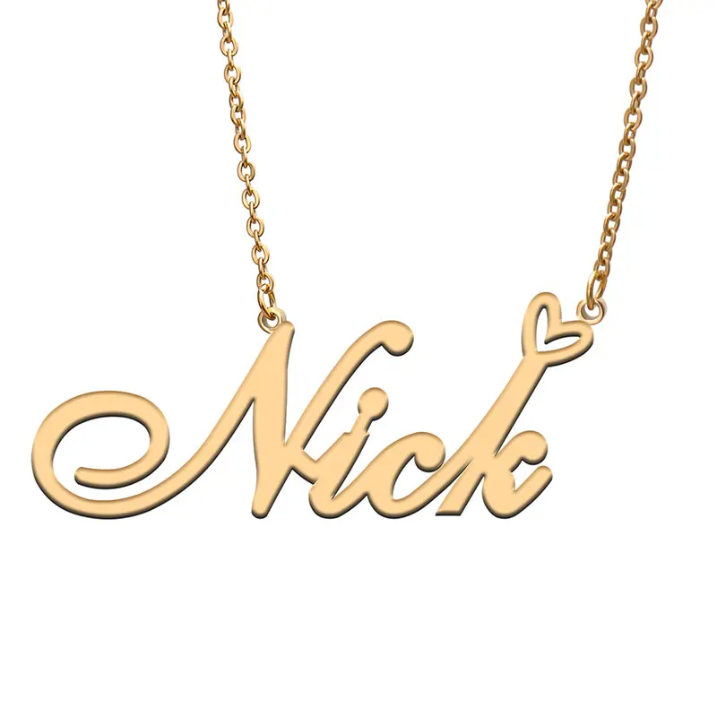 Nick Love Heart Name Necklace Personalized Gold Plated Stainless Steel Collar for Women Girls Friends Birthday Wedding Gift
Nick Love Heart Name Necklace Personalized Gold Plated Stainless Steel Collar for Women Girls Friends Birthday Wedding Gift