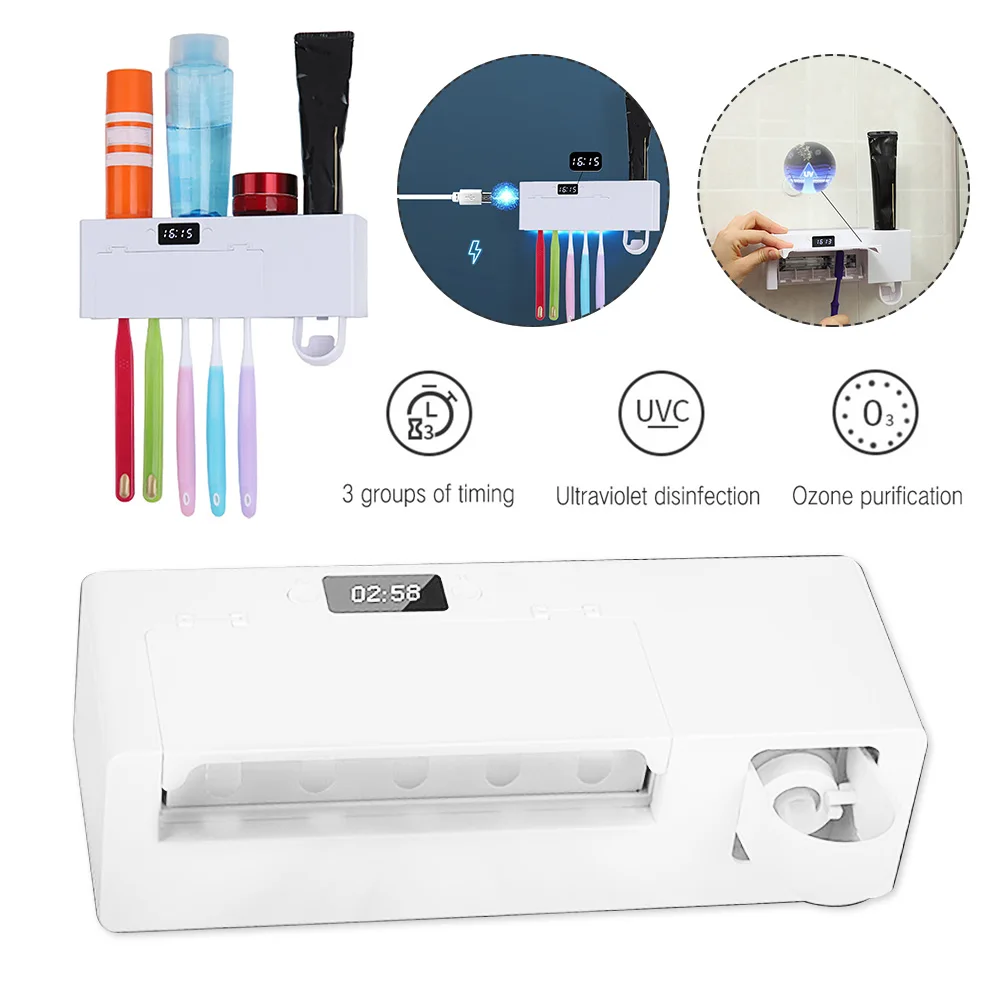 New 2 In 1 UV Toothbrush Disinfectant Cleaning Agent Storager Toothpaste Dispenser Ultraviolet Antibacteria Toothbrush Holder
New 2 In 1 UV Toothbrush Disinfectant Cleaning Agent Storager Toothpaste Dispenser Ultraviolet Antibacteria Toothbrush Holder