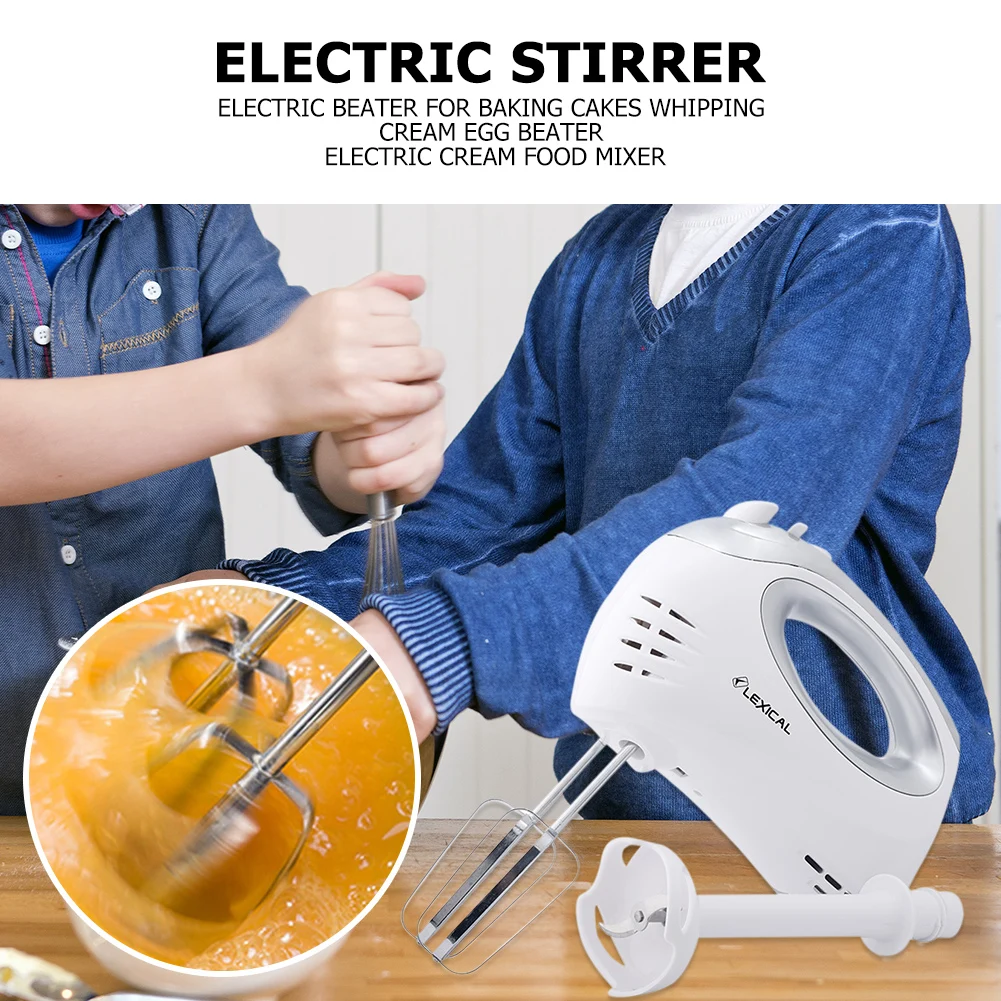 Electrical Handheld Food Blender Mixer 5 Speed Adjust Double Whisk Eggs Mixer Batter Beater Kitchen Cake Cooking Tools