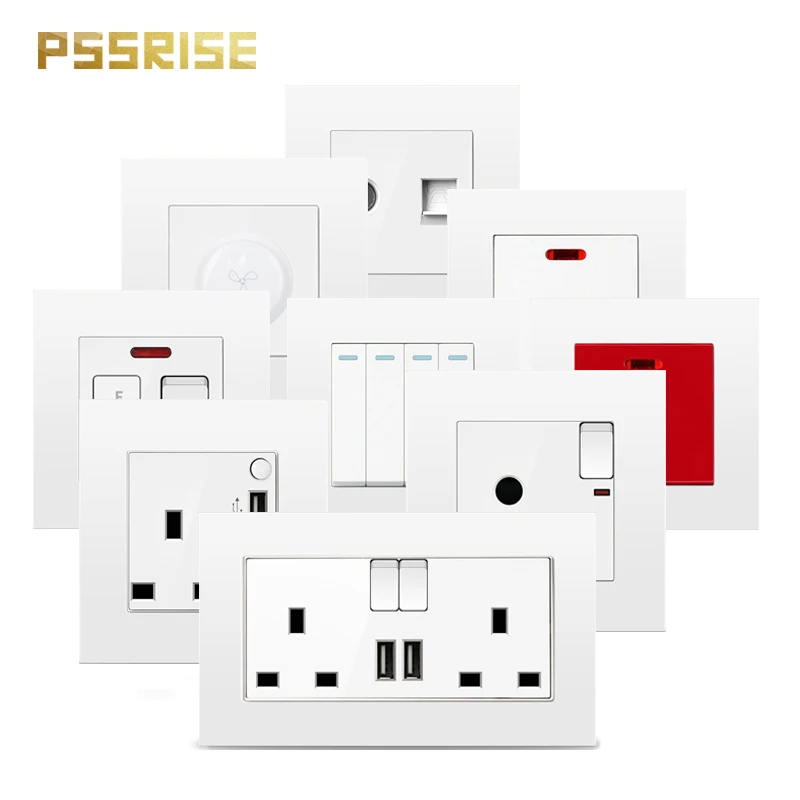 PSSRISE A08 EU Wall Switch UK USB TV TEL Computer Power Socket PC Panel Switch for Light Doorbell Water Heater Air Conditioner
PSSRISE A08 EU Wall Switch UK USB TV TEL Computer Power Socket PC Panel Switch for Light Doorbell Water Heater Air Conditioner