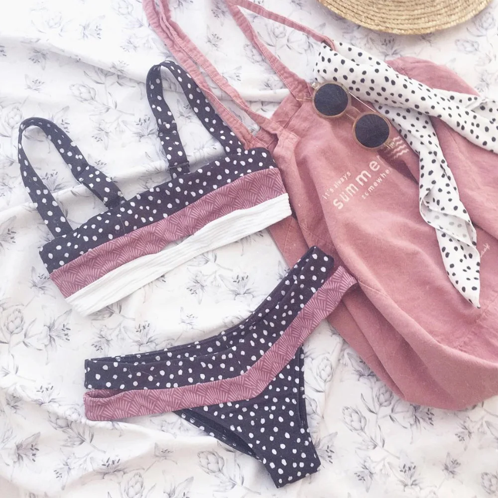 2021 Sexy Dot Floral Bikini Push Up Hollow Out Swimsuit Women Patchwork Biquinis Feminino Bathing Suit High Waist Bikini Set 
2021 Sexy Dot Floral Bikini Push Up Hollow Out Swimsuit Women Patchwork Biquinis Feminino Bathing Suit High Waist Bikini Set