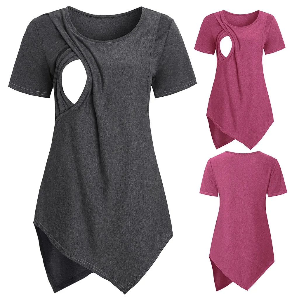 Women's Maternity T-shirt Pregnanty Short Sleeve Pure Color Nursing Tops Pregnanty Women Maternity Clothes For Breastfeeding
Women's Maternity T-shirt Pregnanty Short Sleeve Pure Color Nursing Tops Pregnanty Women Maternity Clothes For Breastfeeding