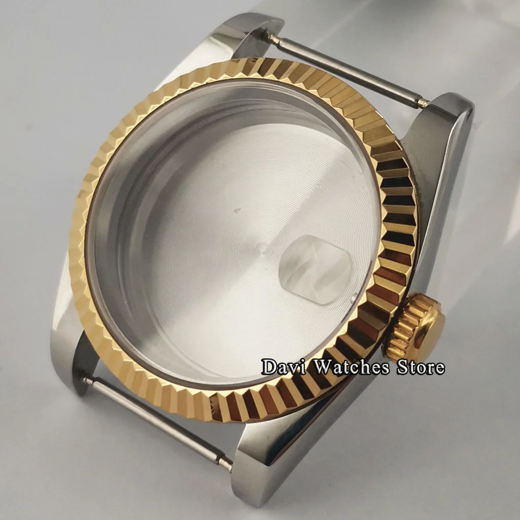 

36mm/40mm Sliver Gold Watch Case Men Fit NH35 NH36 ETA 2836 Miyota 8215 821A Mingzhu DG 2813/3804 Movement Sapphire Glass Case