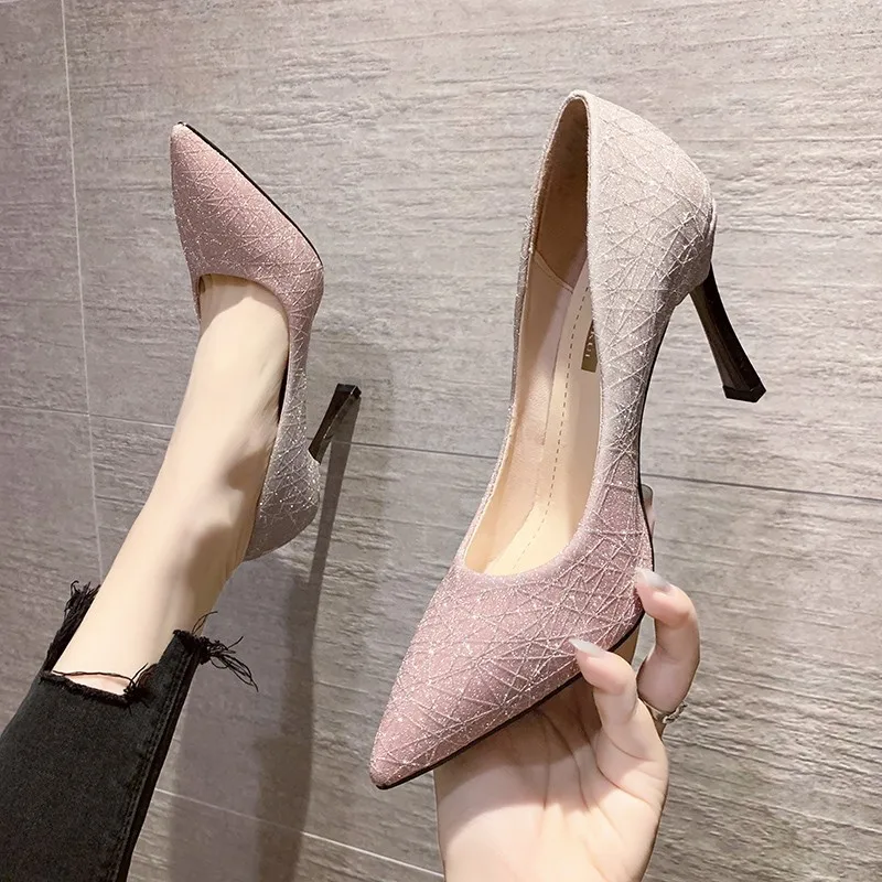 High heeled shoes pointed new fashion Sequin shallow mouth cover foot professional women's shoes work shoes
High heeled shoes pointed new fashion Sequin shallow mouth cover foot professional women's shoes work shoes