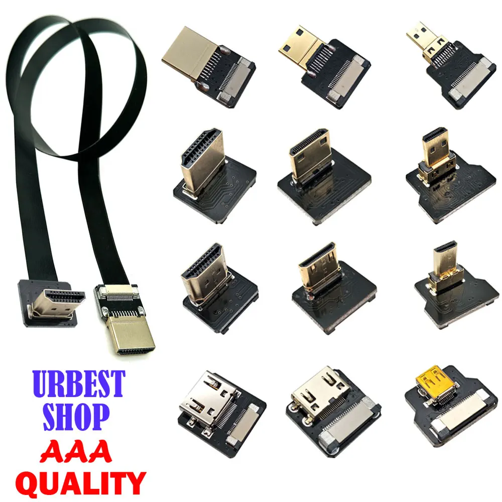 DIY FPV HDMI Male UP to Micro Mini HDMI Adapter 90 Degree Angle FPC Ribbon Flat HDMI Cable Pitch 20pin for Aerial Photography
DIY FPV HDMI Male UP to Micro Mini HDMI Adapter 90 Degree Angle FPC Ribbon Flat HDMI Cable Pitch 20pin for Aerial Photography