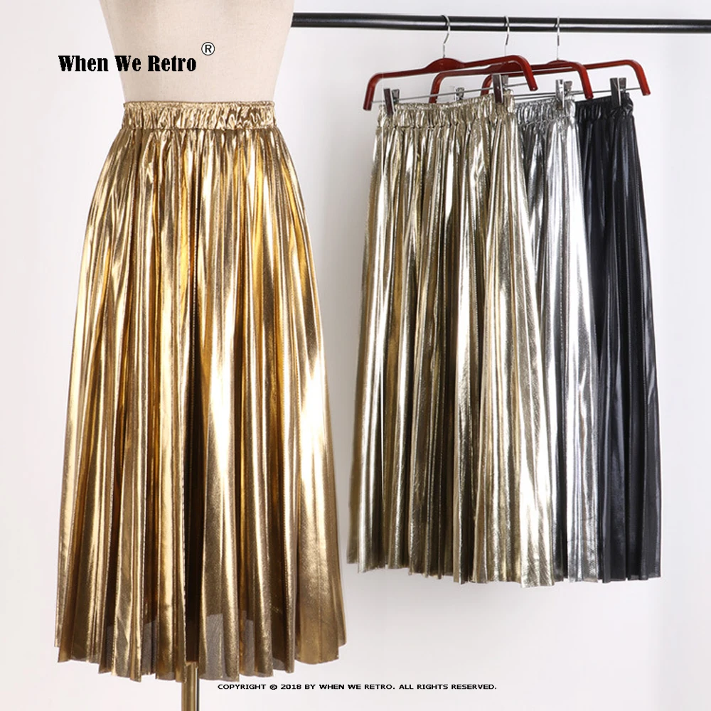 Elegant Women Midi Skirt VD1824 High Waist Black Silver Gold Solid Color Pleated Skirt
Elegant Women Midi Skirt VD1824 High Waist Black Silver Gold Solid Color Pleated Skirt