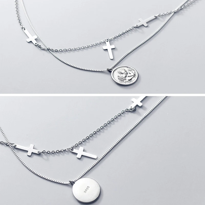 Utimtree New Arrival S925 Sterling Silver Vintage Cross Portrait Round Clavicle Chokers Double Layers Pendants Necklaces Women
Utimtree New Arrival S925 Sterling Silver Vintage Cross Portrait Round Clavicle Chokers Double Layers Pendants Necklaces Women