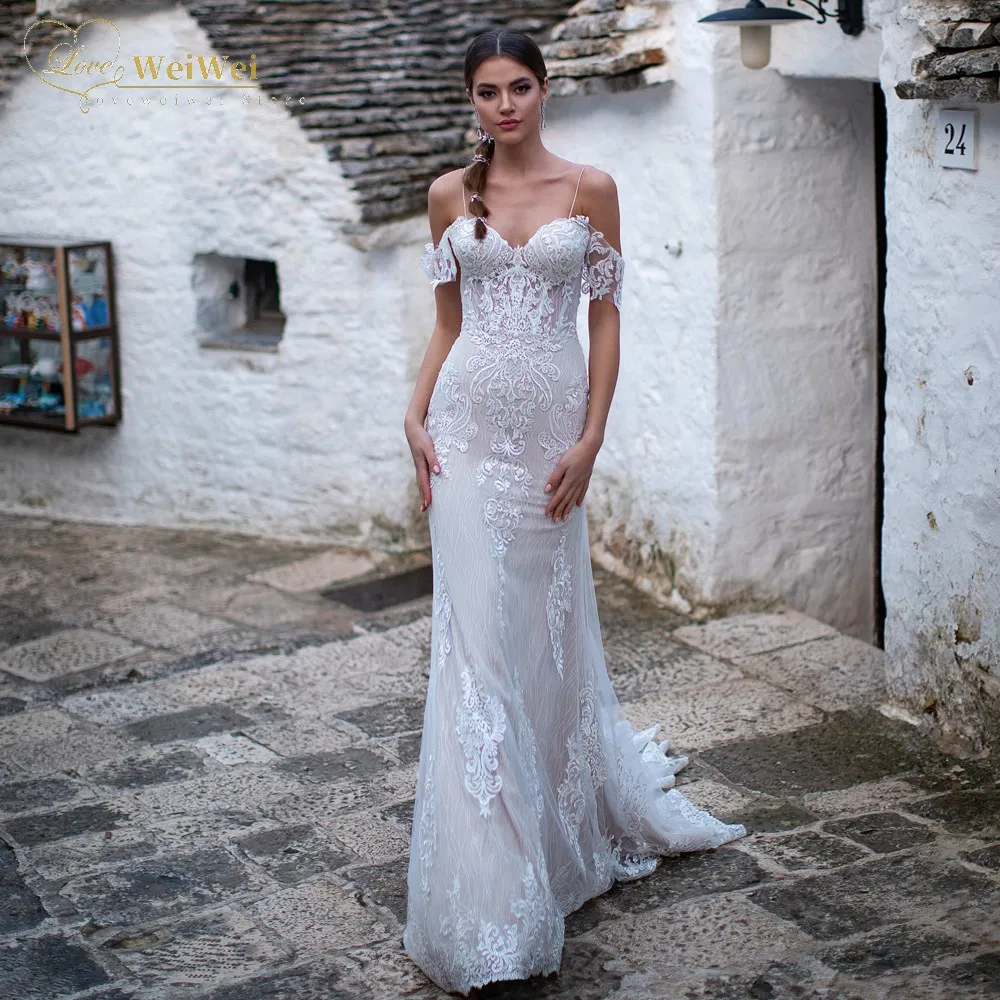 Mermaid Sweetheart Neck Wedding Dress Sleeveless Spaghetti Straps Floor Length Court Train Backless Applique Vestidos De Novia
Mermaid Sweetheart Neck Wedding Dress Sleeveless Spaghetti Straps Floor Length Court Train Backless Applique Vestidos De Novia