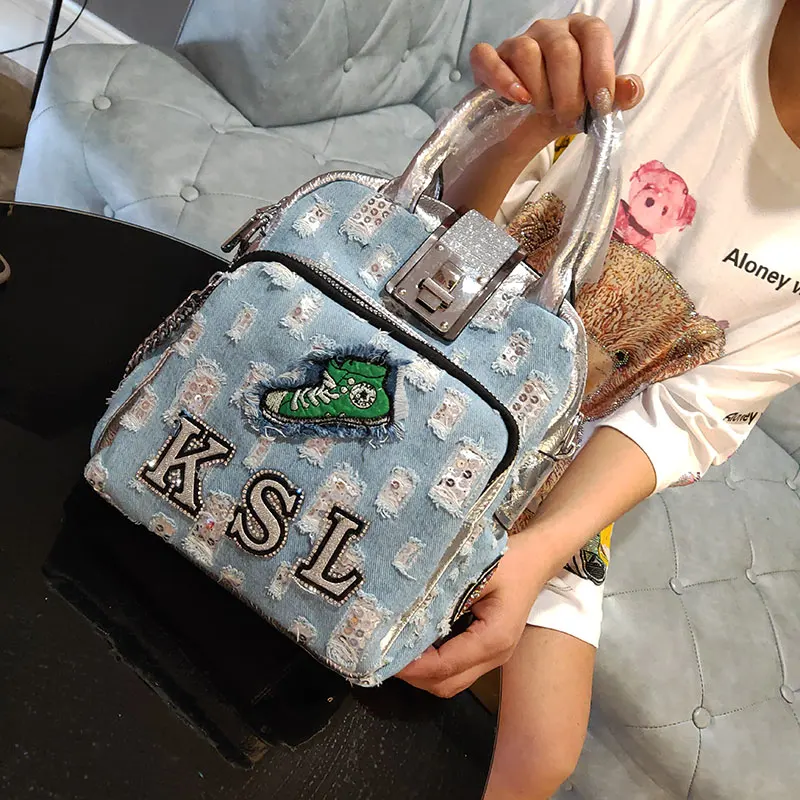 Luxury Trendy Women Shoulder Bag Designer Sequines Handbags Fashion Brand 2021 Denim Light Top-handle Crossbody Sac
Luxury Trendy Women Shoulder Bag Designer Sequines Handbags Fashion Brand 2021 Denim Light Top-handle Crossbody Sac