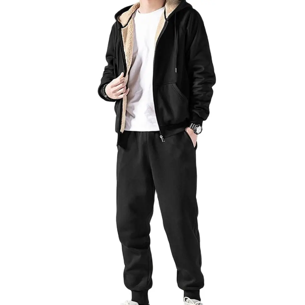 Sports Running Set Men's Hooded Coat Pants Set Solid Color Long Sleeve Velvet Lining Zipper Autumn Pants Tracksuit Sportswear
Sports Running Set Men's Hooded Coat Pants Set Solid Color Long Sleeve Velvet Lining Zipper Autumn Pants Tracksuit Sportswear