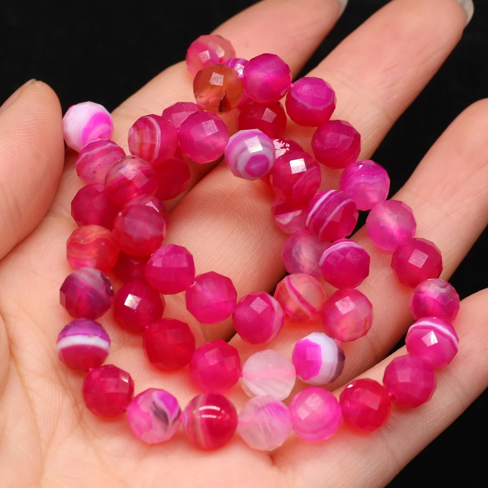 Natural Round Rose Red Striped Agate Faceted Semi-precious Stones Boutique Making DIY Fashion Charm Bracelet Necklace Jewelry
Natural Round Rose Red Striped Agate Faceted Semi-precious Stones Boutique Making DIY Fashion Charm Bracelet Necklace Jewelry