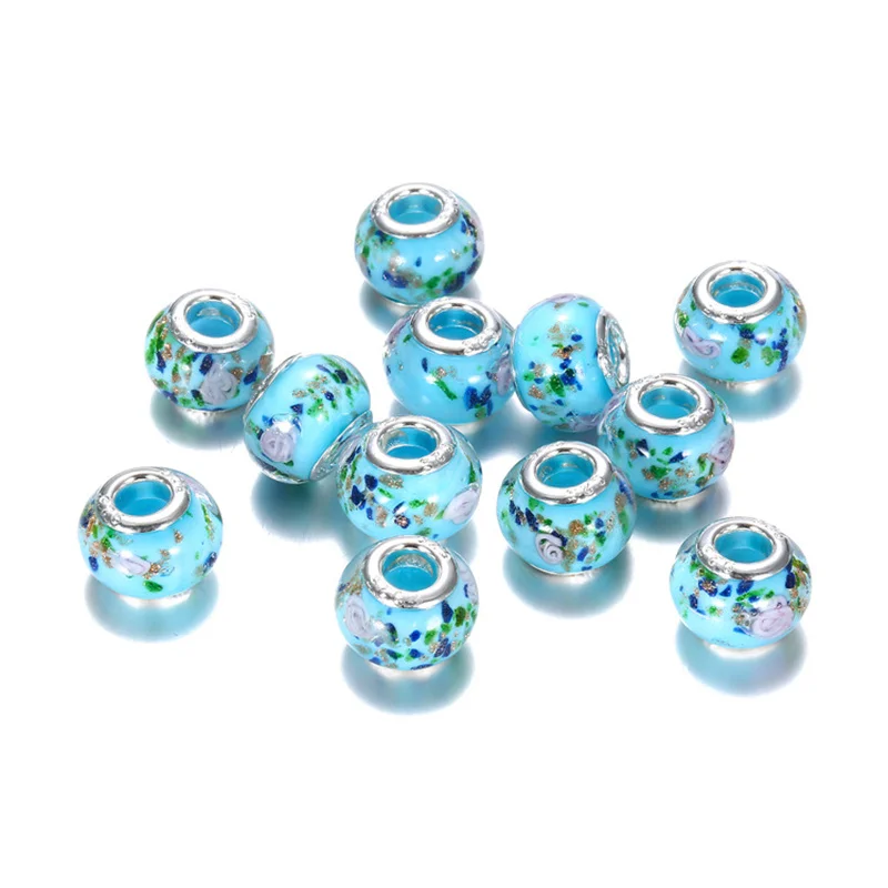 10Pcs Lot Wholesale Light Blue Flower Murano Big Hole Glass Spacer Clip Charm Bead Fit for Original Snake Chain Pandora Bracelet
10Pcs Lot Wholesale Light Blue Flower Murano Big Hole Glass Spacer Clip Charm Bead Fit for Original Snake Chain Pandora Bracelet