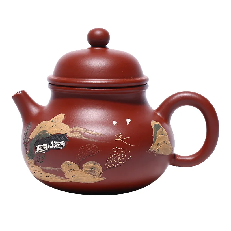 Yixing purple clay teapot famous artisan's Handmade raw ore Dahongpao clay painting landscape Rongtian teapot gift
Yixing purple clay teapot famous artisan's Handmade raw ore Dahongpao clay painting landscape Rongtian teapot gift