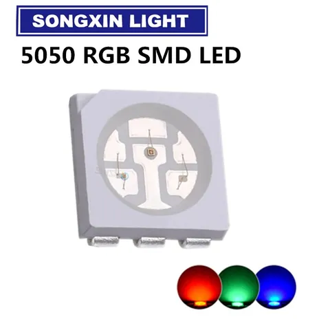 100 шт. 5050 RGB SMD/SMT СВЕТОДИОДНЫЙ PLCC-6 3 чипа супер яркий свет лампы высокого качества SMD СВЕТОДИОДНЫЙ