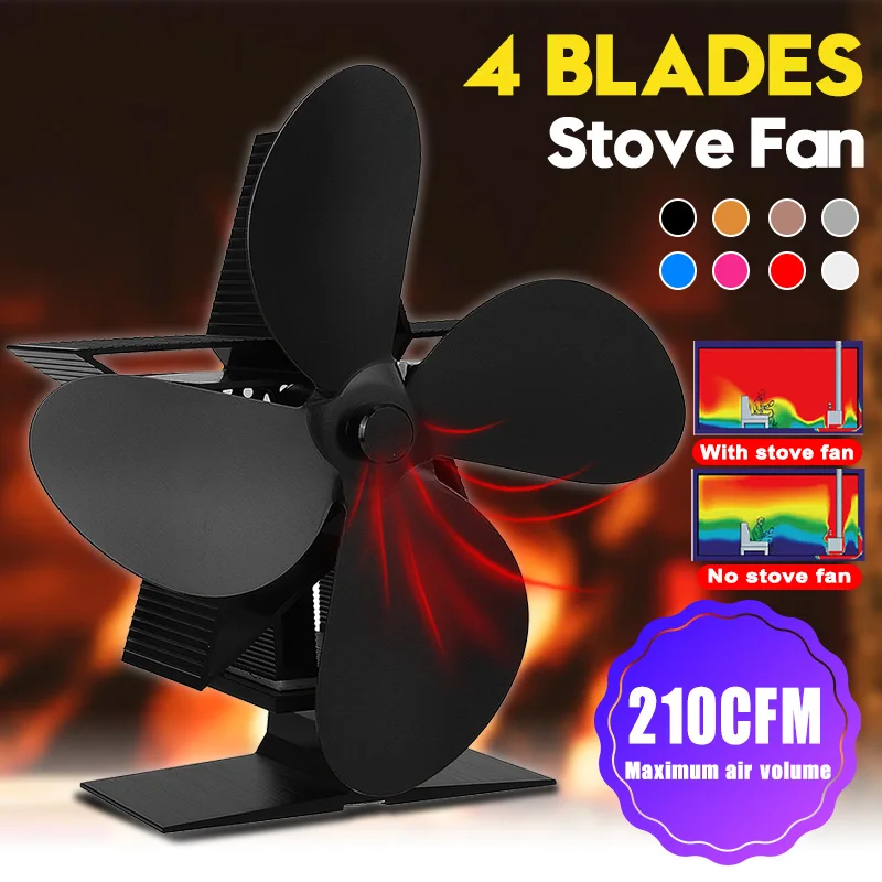 Black Fireplace 4Blade Heat Powered Stove Fan Log Wood Burner Eco Fan Home Fireplace Fan Efficient Heat Dissipation Distribution
Black Fireplace 4Blade Heat Powered Stove Fan Log Wood Burner Eco Fan Home Fireplace Fan Efficient Heat Dissipation Distribution