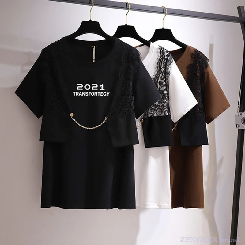 Oversized foreign style fake two-piece tops lace stitching letters short-sleeved t-shirt summer new style plus size 6xl 5xl 4xl
Oversized foreign style fake two-piece tops lace stitching letters short-sleeved t-shirt summer new style plus size 6xl 5xl 4xl